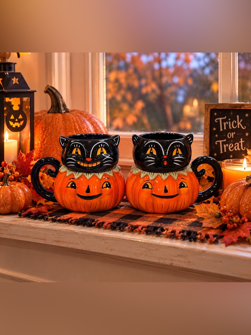 🎃 Brand New Johanna Parker Halloween Mug Set – 2-Piece Collectible Set 🐈‍⬛🖤